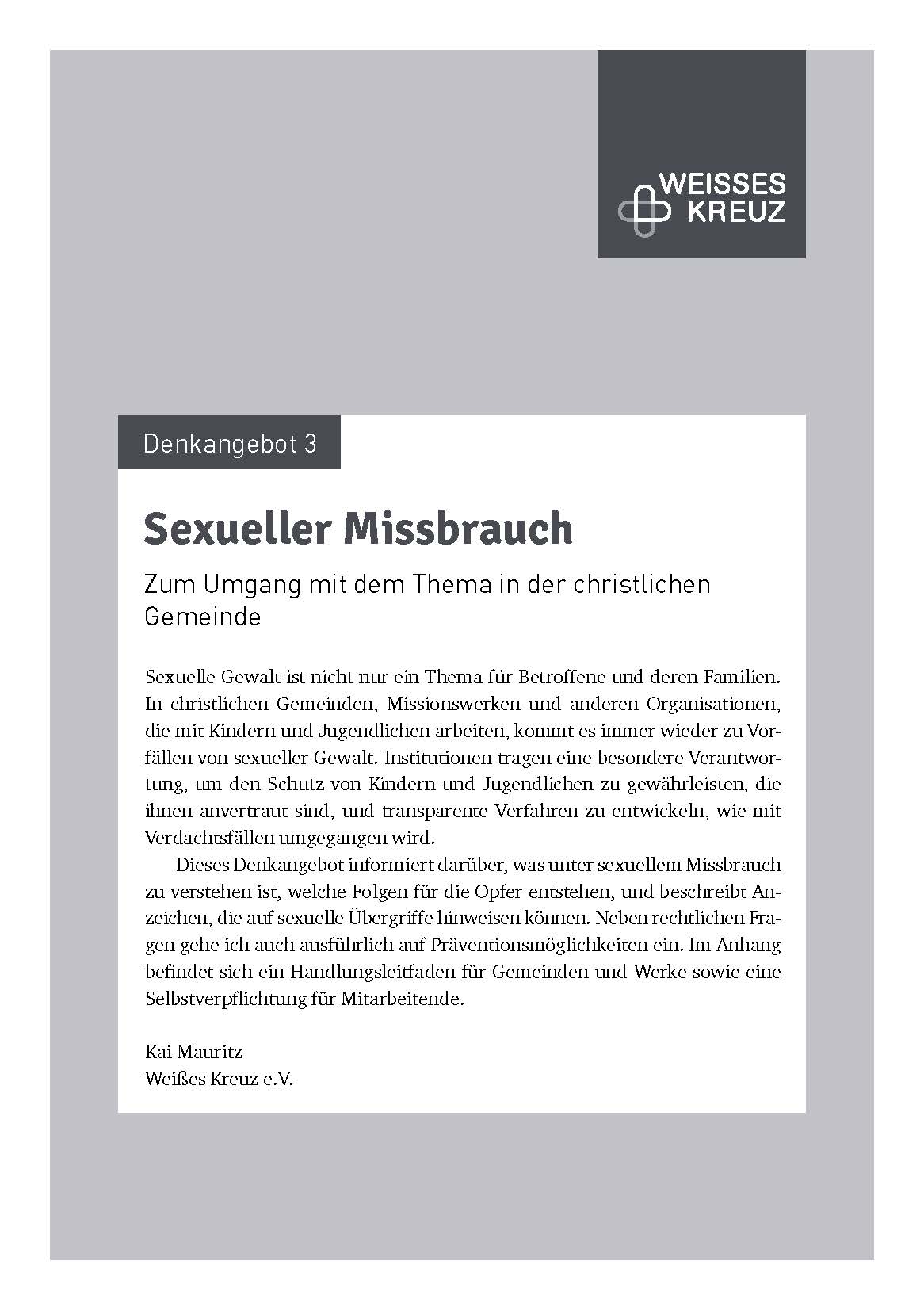 Denkangebot Nr. 3 - Sexueller Missbrauch